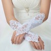 White Lace Elbow Length Gloves with Pearls #LDB03120049