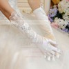 Ivory Elastic Satin Elbow Length Gloves with Appliques/Lace #LDB03120053