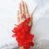 Red Lace Wrist Length Gloves with Rhinestone #LDB03120058