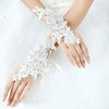 Ivory Lace Wrist Length Gloves with Lace/Rhinestone #LDB03120068