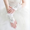 Ivory Lace Wrist Length Gloves with Lace/Rhinestone #LDB03120069