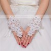 Ivory Lace Wrist Length Gloves with Rhinestone/Lace #LDB03120074