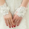 Ivory Lace Wrist Length Gloves with Lace Flower #LDB03120075