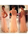 Scoop Neck Chiffon Tulle with Appliques Lace New Floor-length Prom Dresses #LDB02014904