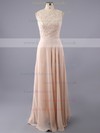 Scoop Neck Chiffon Tulle with Appliques Lace New Floor-length Prom Dresses #LDB02014904