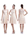 A-line Square Neckline Lace Knee-length Sleeveless Bridesmaid Dresses #LDB01012422