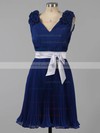 A-line V-neck Chiffon Short/Mini Sleeveless Bridesmaid Dresses #LDB01012454