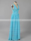 Simple A-line Lilac Chiffon Ruffles V-neck Bridesmaid Dresses #LDB01012590
