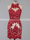 High Neck Red Chiffon Open Back Beading Detachable Prom Dresses #LDB02016734