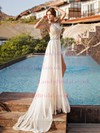 Ivory Chiffon with Appliques Lace Scoop Neck Open Back Unique Prom Dresses #LDB02017378