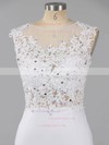 Sheath/Column Scoop Neck Tulle Silk-like Satin Floor-length Appliques Lace Prom Dresses #LDB02018939