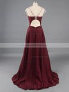 Fabulous Scoop Neck Chiffon Tulle Beading and Pleats Grape Prom Dresses #LDB02019078