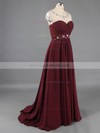Fabulous Scoop Neck Chiffon Tulle Beading and Pleats Grape Prom Dresses #LDB02019078