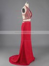 Sheath/Column Halter Backless Chiffon Crystal Detailing Two Pieces Prom Dresses #LDB020101845