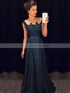 A-line Scoop Neck Chiffon Floor-length Appliques Lace Prom Dresses #LDB020101989