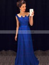 A-line Scoop Neck Chiffon Floor-length Appliques Lace Prom Dresses #LDB020101989