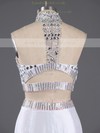 Trumpet/Mermaid High Neck Taffeta Beading White Two-pieces Prom Dresses #LDB020101995