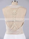 Fashion Scoop Neck White Chiffon Crystal Detailing Floor-length Prom Dresses #LDB020102006