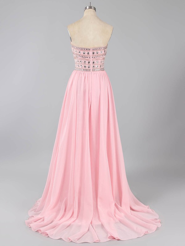 Sweetheart Crystal Detailing Chiffon A-line Lavender Unique Prom Dresses #LDB02016050