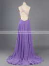 Open Back Chiffon Crystal Detailing Lavender One Shoulder Prom Dresses #LDB02016732