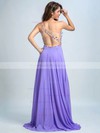 Open Back Chiffon Crystal Detailing Lavender One Shoulder Prom Dresses #LDB02016732
