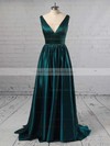 Princess V-neck Satin Floor-length Beading Prom Dresses #LDB02018723