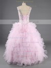 Fashion Tiered Ball Gown Scoop Neck Tulle Beading Quinceanera Dresses #LDB02072192