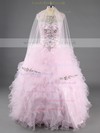 Fashion Tiered Ball Gown Scoop Neck Tulle Beading Quinceanera Dresses #LDB02072192