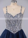 Dark Navy Sweetheart Tulle Beading Lace-up Short/Mini Prom Dresses #LDB020101149