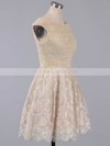 Short/Mini Scoop Neck White Lace Pearl Detailing Cap Straps Prom Dress #LDB020101436