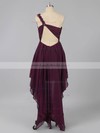 One Shoulder Purple Open Back Chiffon Beading Asymmetrical Prom Dresses #LDB02013225