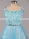 Square Neckline Blue Tulle Short/Mini Beading Backless Prom Dresses #LDB02019155