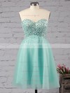 Nice Short/Mini Sweetheart Tulle with Sequins Light Sky Blue Prom Dresses #LDB02051314