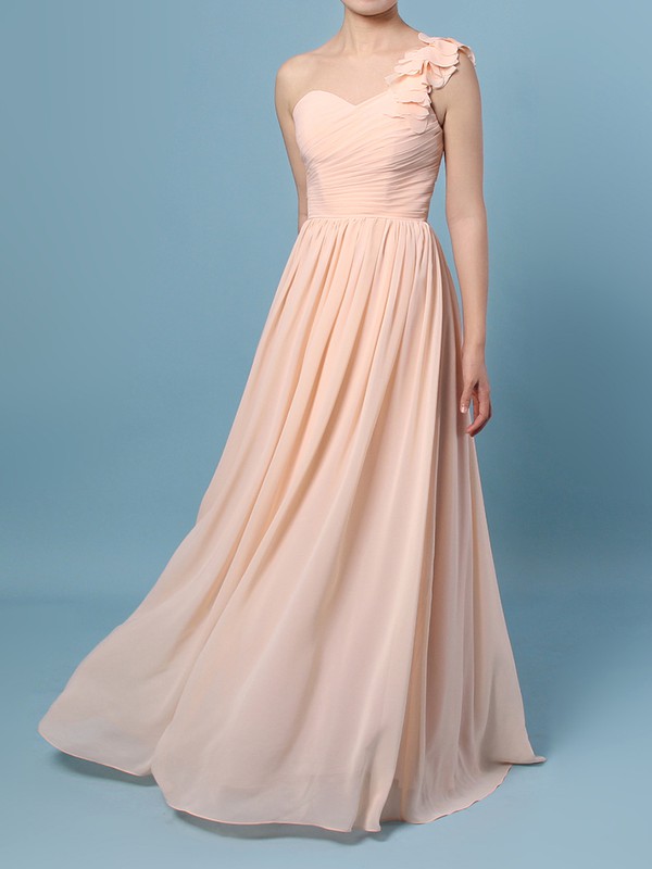 Chiffon One Shoulder A-line Floor-length Ruffles Bridesmaid Dresses #LDB01013480