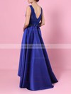 A-line V-neck Lace Silk-like Satin Asymmetrical Sashes / Ribbons Bridesmaid Dresses #LDB01013508