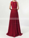 Lace Chiffon Scoop Neck A-line Floor-length Bridesmaid Dresses #LDB01013541