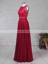 Lace Chiffon Scoop Neck A-line Floor-length Bridesmaid Dresses #LDB01013541