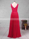 A-line V-neck Chiffon Floor-length Split Front Bridesmaid Dresses #LDB01013579