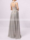 Lace Chiffon Scoop Neck A-line Floor-length Sashes / Ribbons Bridesmaid Dresses #LDB01013584