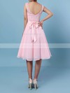 Lace Chiffon Scoop Neck A-line Knee-length Sashes / Ribbons Bridesmaid Dresses #LDB01013482