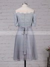 Lace Chiffon Off-the-shoulder A-line Tea-length Sashes / Ribbons Bridesmaid Dresses #LDB01013516