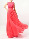 Chiffon Tulle Scalloped Neck A-line Floor-length Lace Bridesmaid Dresses #LDB01013519