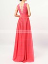 Chiffon Tulle Scalloped Neck A-line Floor-length Lace Bridesmaid Dresses #LDB01013519