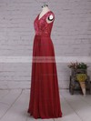 Lace Chiffon V-neck A-line Floor-length Ruffles Bridesmaid Dresses #LDB01013566
