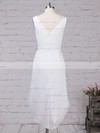 Chiffon V-neck Sheath/Column Asymmetrical Ruffles Bridesmaid Dresses #LDB01013549