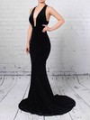 Trumpet/Mermaid V-neck Velvet Sweep Train Prom Dresses #LDB020105099