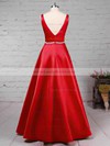 Princess V-neck Satin Floor-length Beading Prom Dresses #LDB020105875