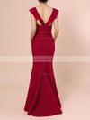 Sheath/Column V-neck Silk-like Satin Floor-length Cascading Ruffles Prom Dresses #LDB020106415