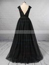 Princess Scoop Neck Tulle Sweep Train Lace Prom Dresses #LDB020106422