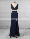 Sheath/Column V-neck Jersey Floor-length Beading Prom Dresses #LDB020106423
